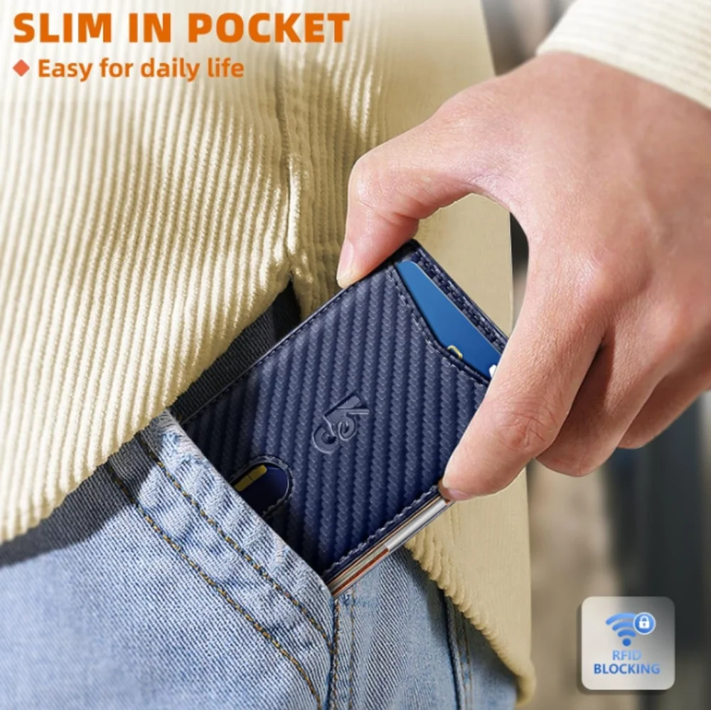 NWT Men's Slim Leather Wallet Money Clip